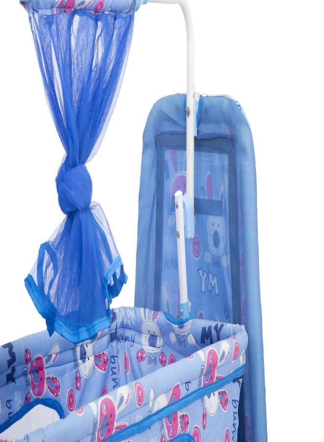 Franklite Born Baby Cradle with Mosquito & Hanging Chains, Soft Seat,Cradle for Baby,palna for New Born Baby 0-6 Month (Blue) - Image 4